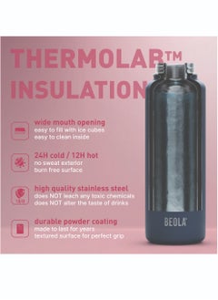 BEOLA 1200ml Water Bottle 18/8 Stainless Steel 304 Double Wall Insulated Thermos Bottle with a wide mouth, 2 lids included, Hot Cold Liquids Sports Bottle, 40oz Bottle (Raspberry)  - Image 4