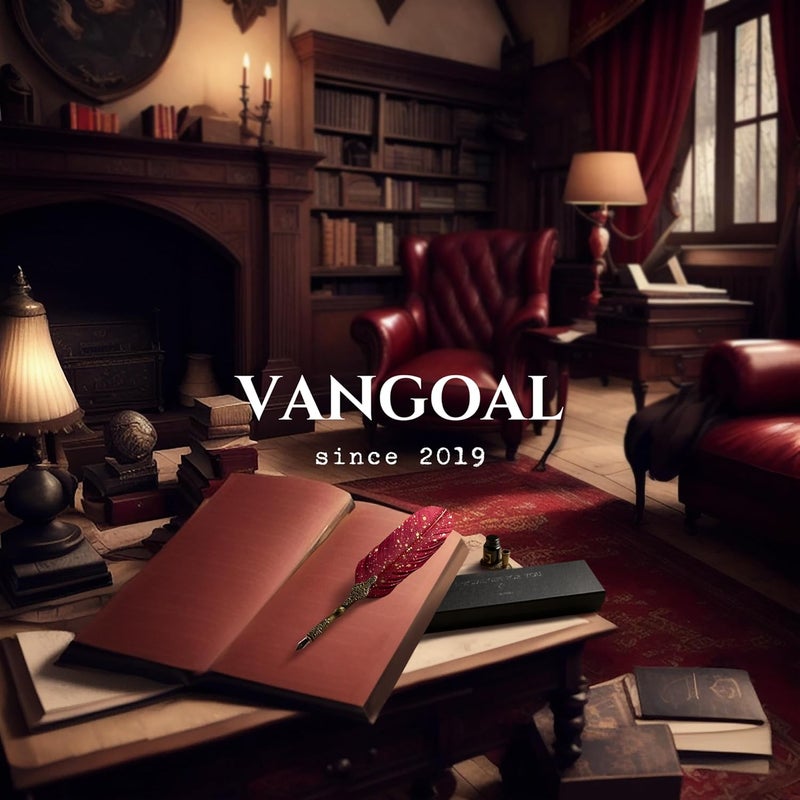 VANGOAL Vintage Carving Feather Pen Set, Glittering Quill Pen Set Antique Calligraphy Writing Dip Pen with Ink, 2 Replacement Nibs, Pen Stand Base, Luxury Vintage Signature Pen (Red) - Image 4