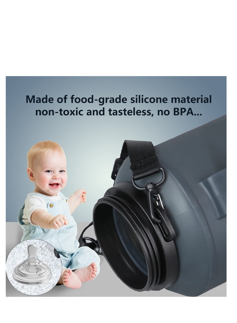 SYOSI Collapsible Water Bottle with Straw, 2L/64OZ Foldable Silicone Travel Water Bottle, 1Pcs Silicone Leak Proof Sports Bottle, Reusable Travel Water Bottles, for Traveling Sports Gym Camping for Outdoor - Image 5