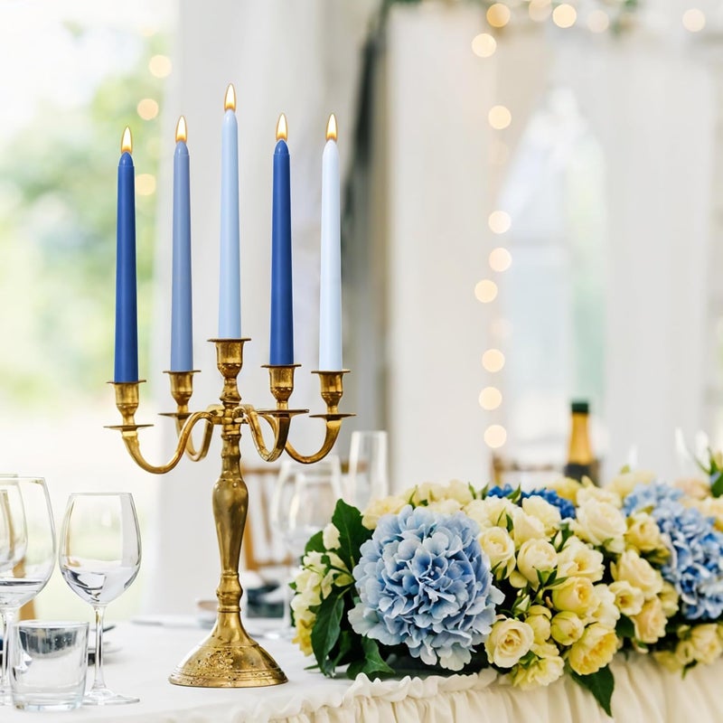 jaffiust 10 بوصة شموع مدببة، 12 قطعة شموع غير معطرة، شموع مدببة طويلة ورفيعة، سلسلة ألوان طبيعية لديكور المنزل وحفلات الزفاف والعشاء - Image 3