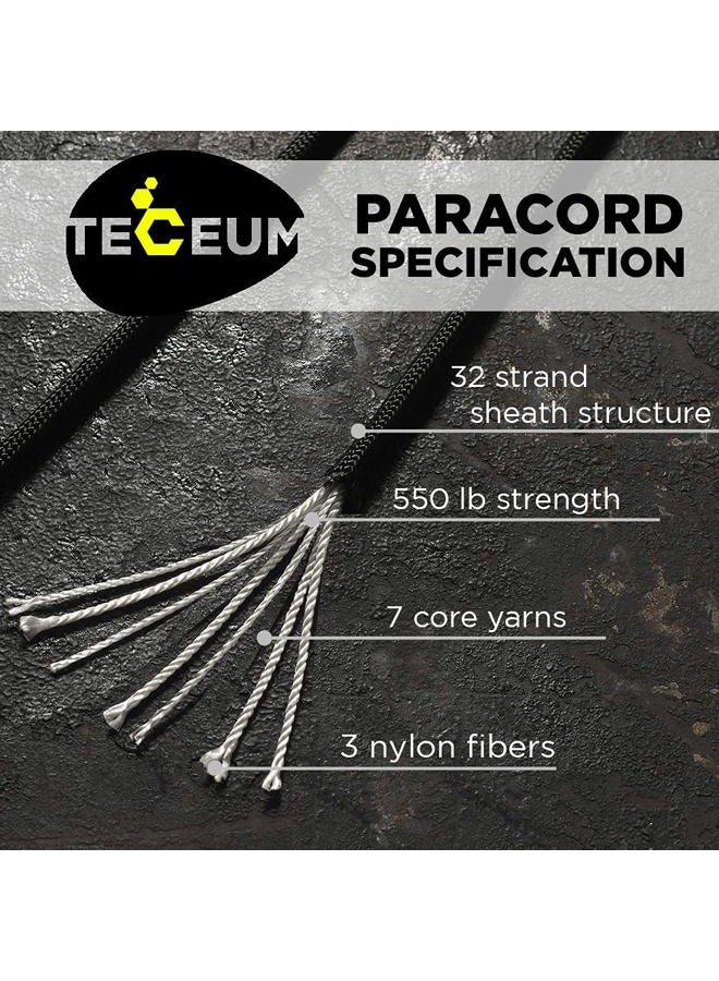 TECEUM Paracord Type III 550 Black - 30 m - 4 mm - Tactical Rope - Outdoor Paracord - For Camping & Hiking - EDC Parachute Cord - Robust Survival Rope (100 ft) 016 - Image 2