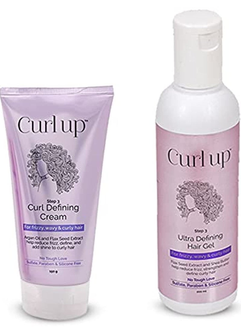 كيرل أب كومبو كيرل ستايلنج مع كريم تحديد التجعيد 150 جم وجل فائق التحديد 200 مل كومبو من 2 - Image 1