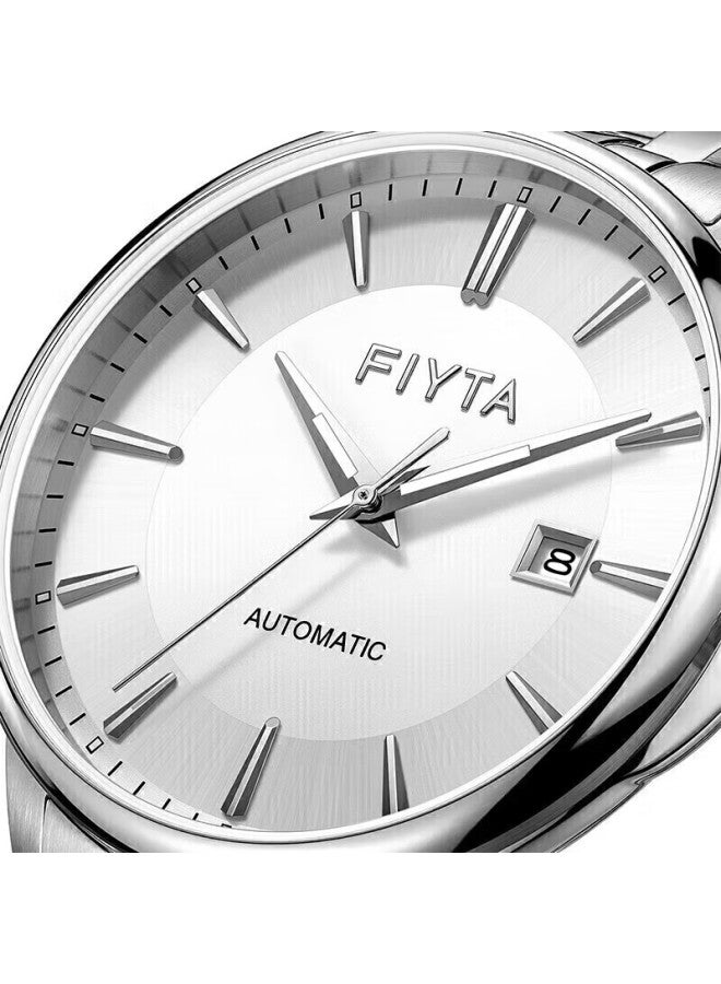 Fiyta Xin Dong Series "ruler Of Wealth" Automatic Mechanical White Dial Steel Strap Men's Wrisch, Holiday Birthday Gift - Image 1
