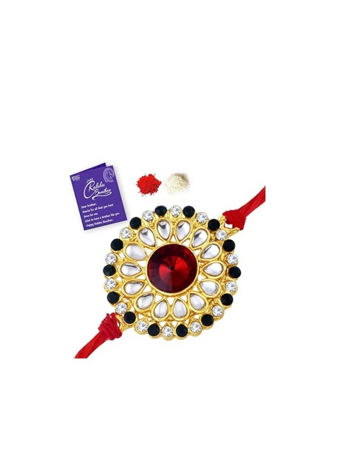 سوكهي سوخي راخي مصمم كوندان الرائع مطلي بالذهب راخي فاخر للأخ مع رولي شوال وبطاقة تهنئة راخي لبهايا راخي للرجال كوندان راخي - Image 1