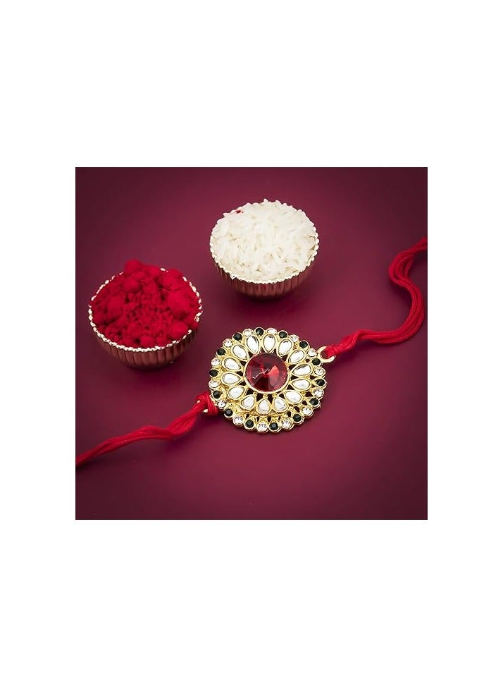 سوكهي سوخي راخي مصمم كوندان الرائع مطلي بالذهب راخي فاخر للأخ مع رولي شوال وبطاقة تهنئة راخي لبهايا راخي للرجال كوندان راخي - Image 2