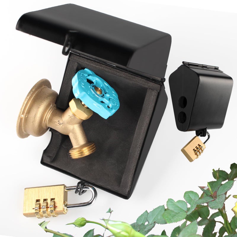 Dakekou Outdoor Faucet Iock System Insulated Faucet Iock and Garden Hose Bib Iock CoverMade of Steel Prevents Water Theft and Stops Unauthorized Use Easy to Install Black - Image 2