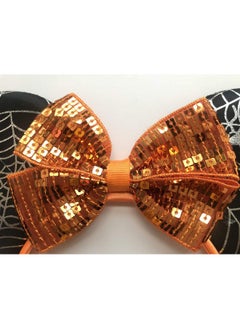 A Miaow Miaow Black Mouse Ears Headband Mm Glitter Hair Hoop Women Adults Butterfly Sequin Costum Hair Clasp Halloween Party Holiday Park Accessory (Net Black And Orange)  - Image 4