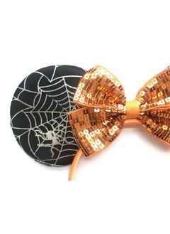 A Miaow Miaow Black Mouse Ears Headband Mm Glitter Hair Hoop Women Adults Butterfly Sequin Costum Hair Clasp Halloween Party Holiday Park Accessory (Net Black And Orange)  - Image 3