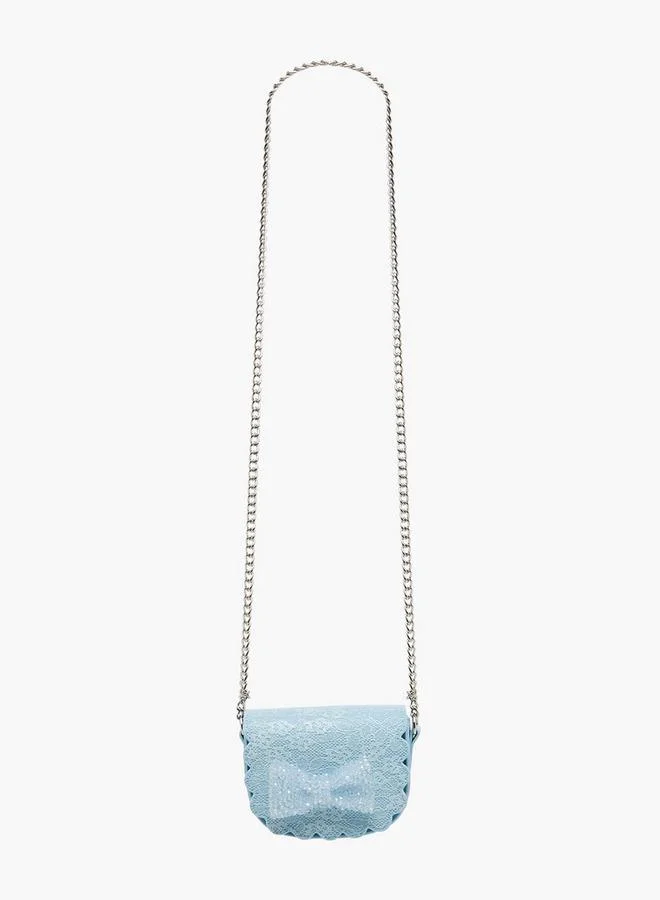 Little Missy BLUE Bow Embellished Crossbody Bag with Chain Strap Ramadan Collection for Women | Best Price UAE