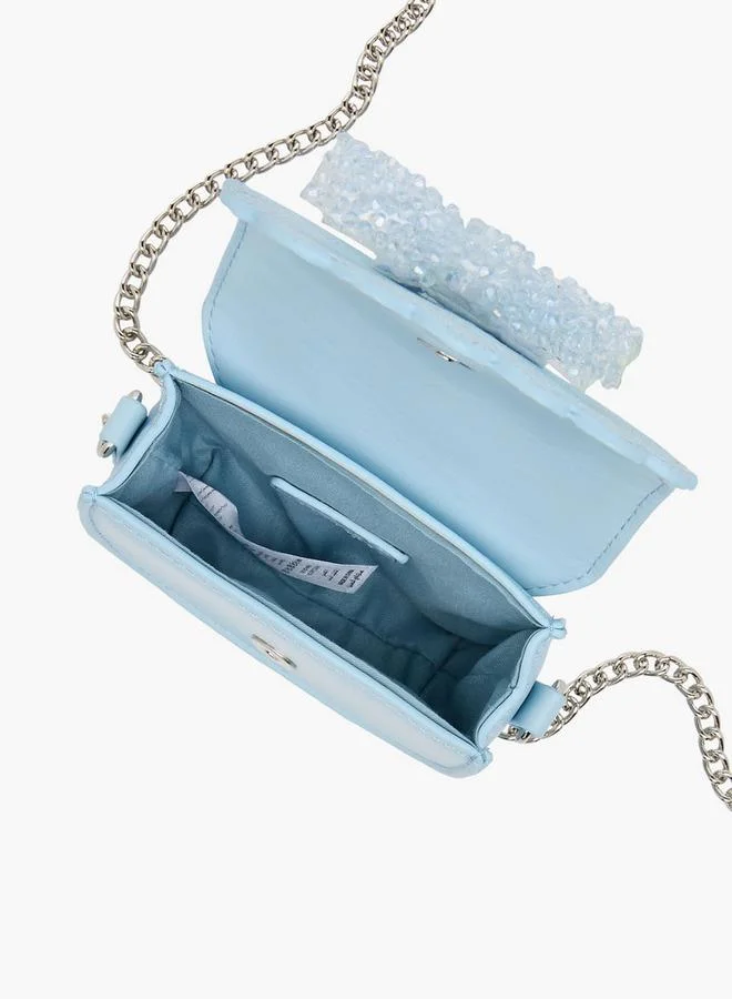 Little Missy BLUE Bow Embellished Crossbody Bag with Chain Strap Ramadan Collection for Women | Best Price UAE