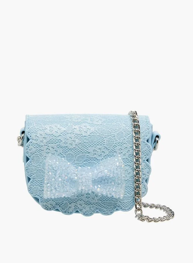 Bow Embellished Crossbody Bag with Chain Strap Ramadan Collection