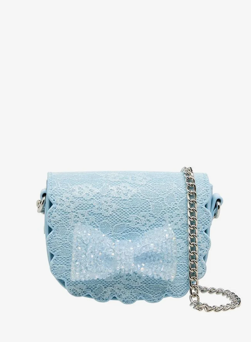 ليتل ميسي Bow Embellished Crossbody Bag with Chain Strap