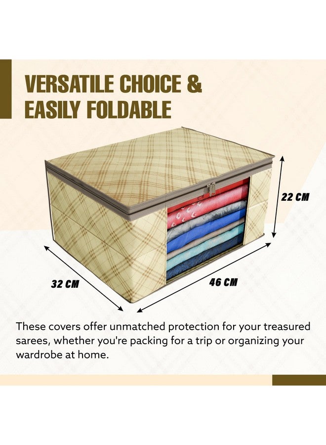 Kuber Industries Clothes Organizer For Wardrobe (Pack Of 6) - Storage Organizer For Saree | Shirts | Salwar | Clothes - Dress Organizer For Wardrobe - Saree Covers With Zip (Printed) (Beige) - Image 4