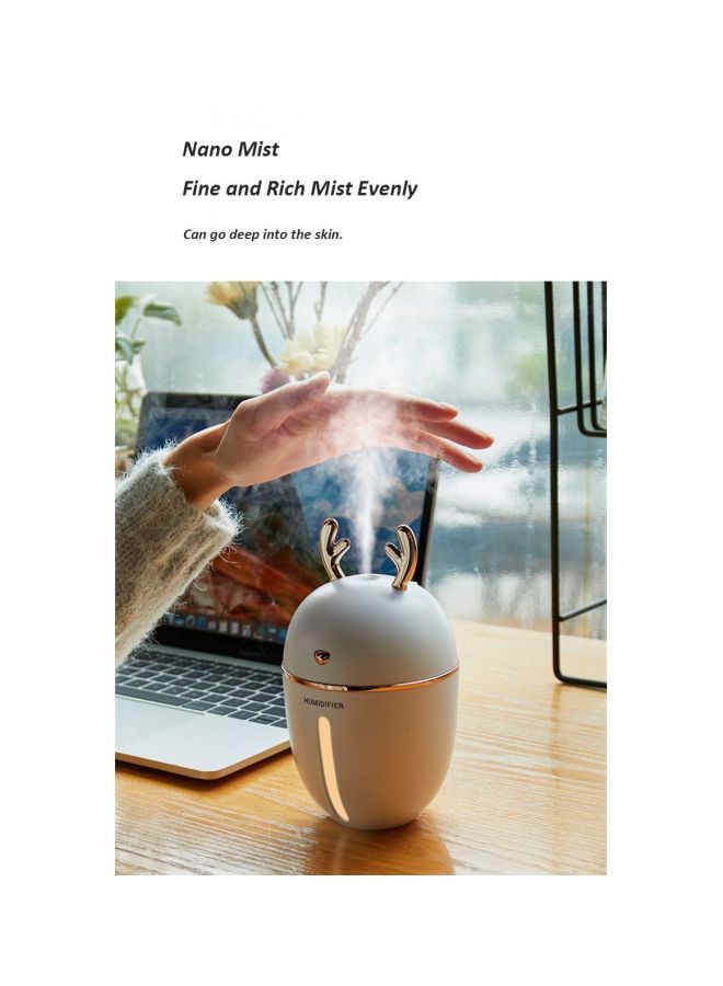 Loquat Portable Air Humidifier With LED Night Lamp And Mini Fan 1.5W White/Gold - Image 4