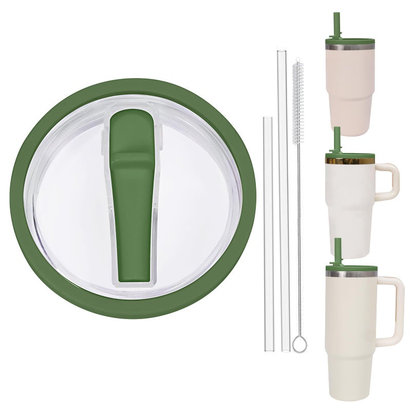 Acuewuja Replacement 30oz and 20oz Leak Proof Tumbler Lid With Straw  Fit For Stanley Adventure Quencher H20 30oz 20oz With Handler and 20oz Without Handle Tumbler Blackish Green 20oz and 30oz