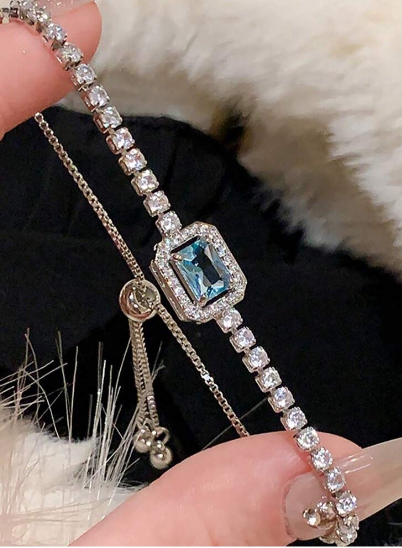 Equal Luxury & Elegant Women's Silver Plated Bracelet Cubic Zirconia - Image 1