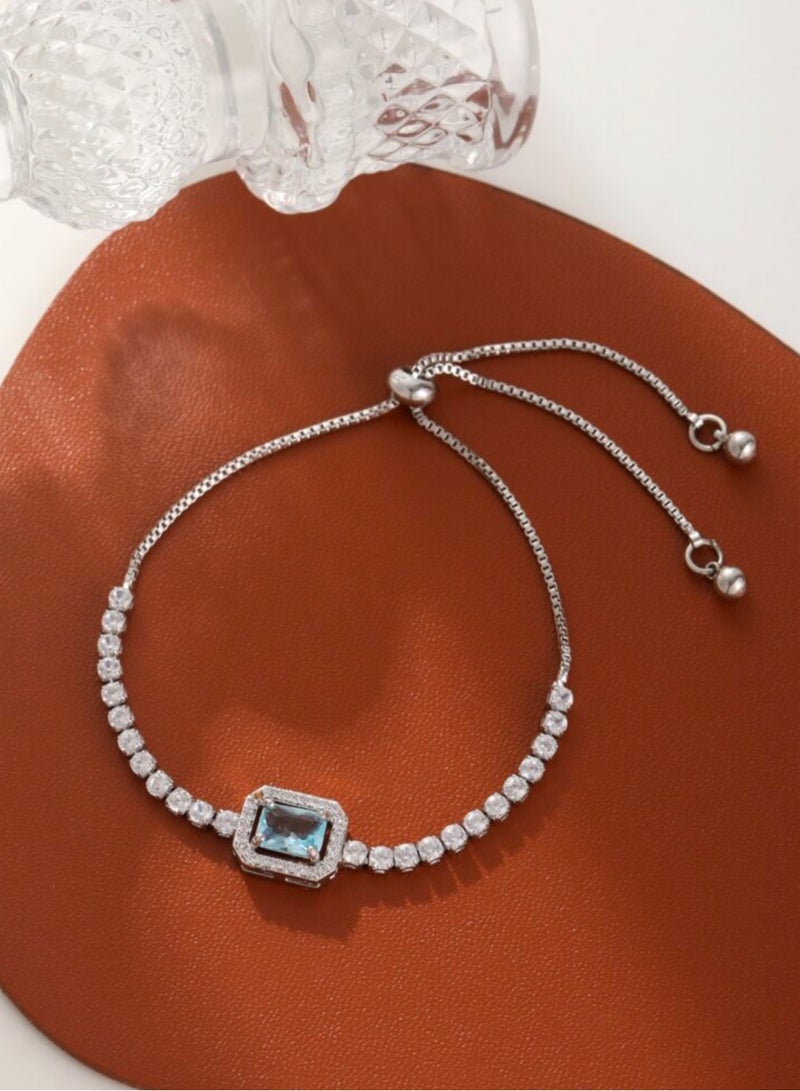 Equal Luxury & Elegant Women's Silver Plated Bracelet Cubic Zirconia - Image 5