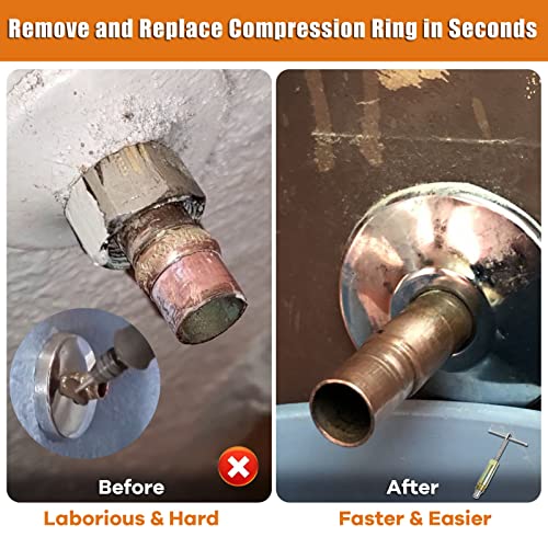 Debialo Compression Sleeve Puller Tool Remove Nut & Ferrule Of Pipe 03943, Sleeve Remover For 1/2” Compression Fittings Only, Corroded & Frozen Supply Stops, Plumbing Tools Compression Ring Removal Tool - Image 2