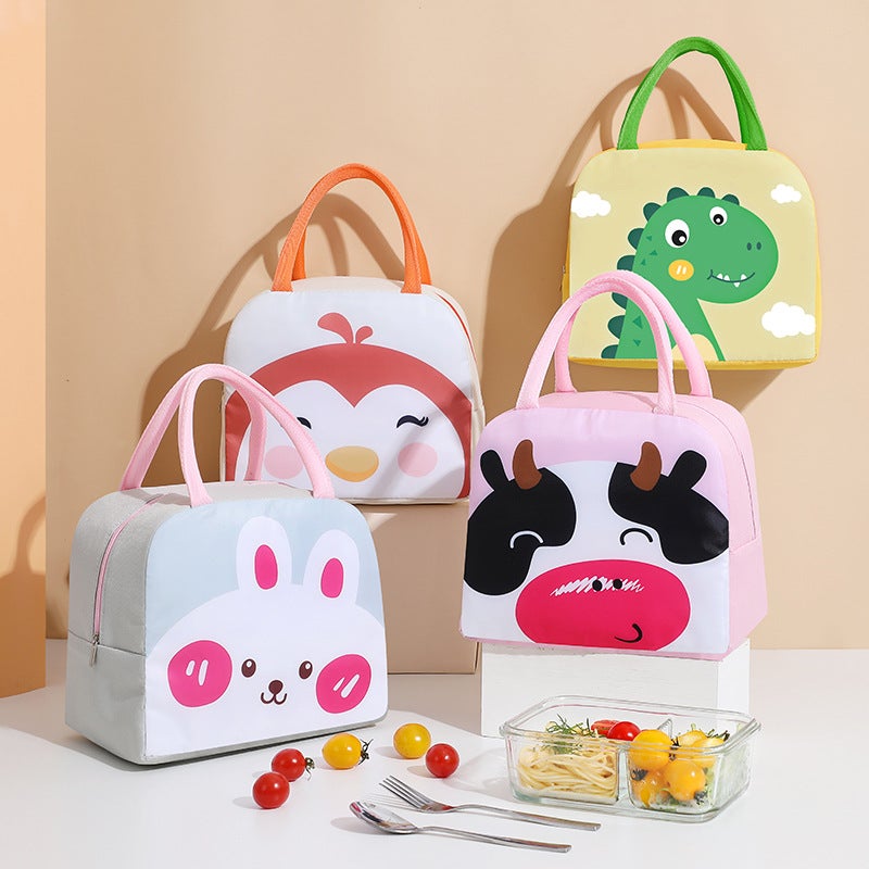 Mobcos Rabbit Smile Grey Large Capacity Insulated Lunch Bag | Waterproof & Stain-Resistant Meal Tote with Advanced Temperature Retention | Durable Polyester Lunch Bag for Office & School - Image 2