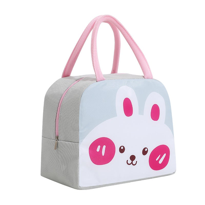 Mobcos Rabbit Smile Grey Large Capacity Insulated Lunch Bag | Waterproof & Stain-Resistant Meal Tote with Advanced Temperature Retention | Durable Polyester Lunch Bag for Office & School - Image 1