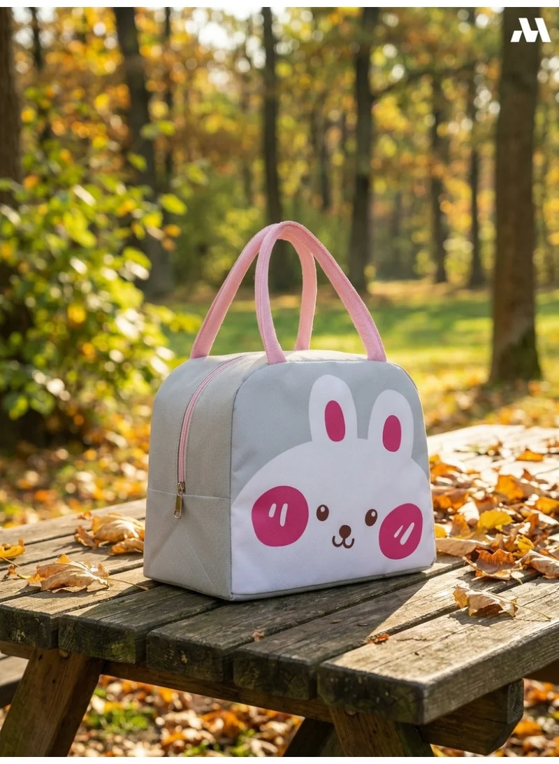 Mobcos Rabbit Smile Grey Lunch Bag Mobcos Rabbit Smile Grey Large Capacity Insulated Lunch Bag | Waterproof & Stain-Resistant Meal Tote with Advanced Temperature Retention | Durable Polyester Lunch Bag for Office & School  | Best Price UAE