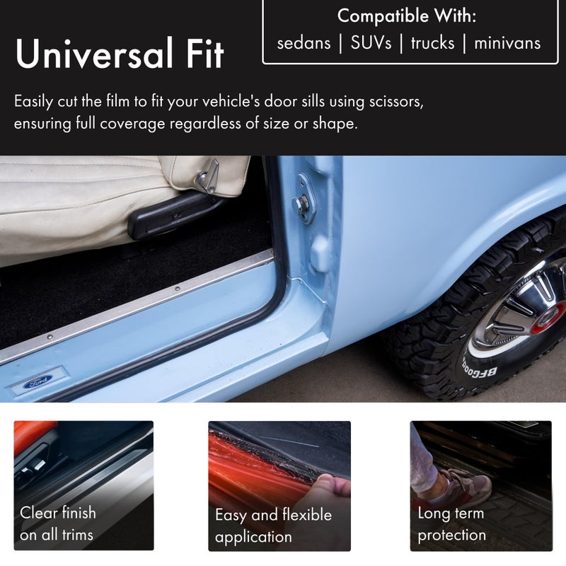 XPEL Clear Universal Door Sill Guard - 60" x 2.75" - Ultimate Protection for Car or Truck Door Sills against High Traffic and Damage, Easy to Install Interior Protection Film Kit - Image 3