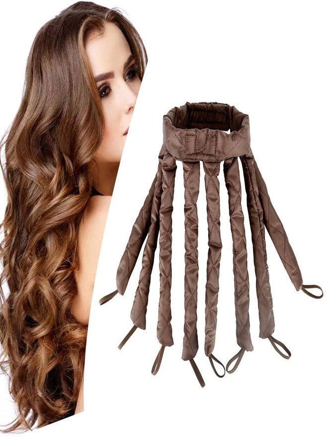 YiQiYi No Heat Hair Curler Headband for Long Hair, Satin Heatless Curling Rod with Adjustable Strap Overnight No Heat Curling Roller for Women and Girls Waves and Curls (Brown) - Image 1