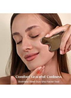 Rena Chris Gua Sha Facial Tools, Stainless Steel Guasha Tool For Acupuncture, Manual Massage Sticks For Jawline Sculpting And Puffiness Reducing, Gua Sha Scraping Massage Tool, Skin-Care Gift  - Image 3