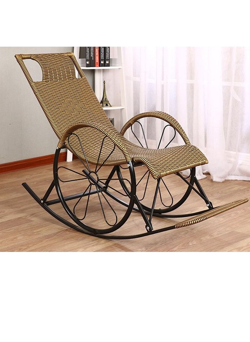 DubaiGallery - Rocking Chair Rattan Chair Adult Nap Reclining Chair Living Room Balcony Lazy Chair Carefree Chair Outdoor Stool Elderly Leisure Rocking Chair - Image 1