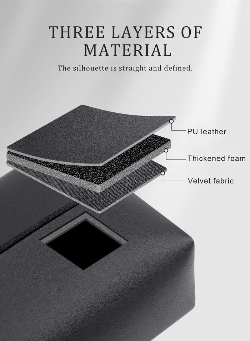 URbazaar Car Leather Tissue Holder Car Armrest Box Tissue Holder Luxury Black Leather for Car Back Seat Headrest Hanging Tissue Boxes Holder Case Multi-use Car Tissue Paper Holder  - Image 3