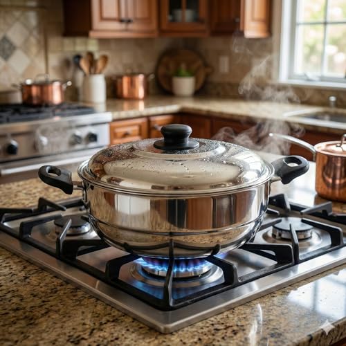Pigeon Regal Plus Capsulated Bottom Multi Kadai with Idly, Steamer & Dhokla Plates | 13 Idli (2 Plates), 1 Steamer Plate, 2 Dhokla Plates | ISI Marked | Induction & Gas Stove Compatible - Image 3