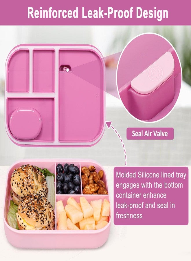 Caperci Stackable Bento Lunch Box for Adult & Teens - Reinforced Leak-Proof Lunch Container 4-Compartment with Utensils & Sauce Container, BPA-Free, Dishwasher/Microwave Safe, 47oz (Cherry Blossom) - Image 4