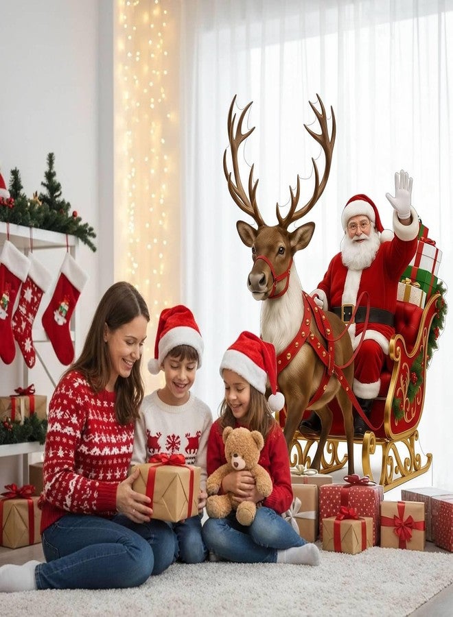 EZISHIPS Santa Claus in Sleigh Christmas Cardboard Cutouts – 4mm Corrugated Plastic Holiday Props 2 FT, Perfect Christmas Standee Decorations for Indoor/Outdoor Décor - Image 5
