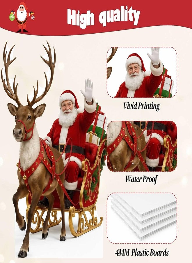 EZISHIPS Santa Claus in Sleigh Christmas Cardboard Cutouts – 4mm Corrugated Plastic Holiday Props 2 FT, Perfect Christmas Standee Decorations for Indoor/Outdoor Décor - Image 3