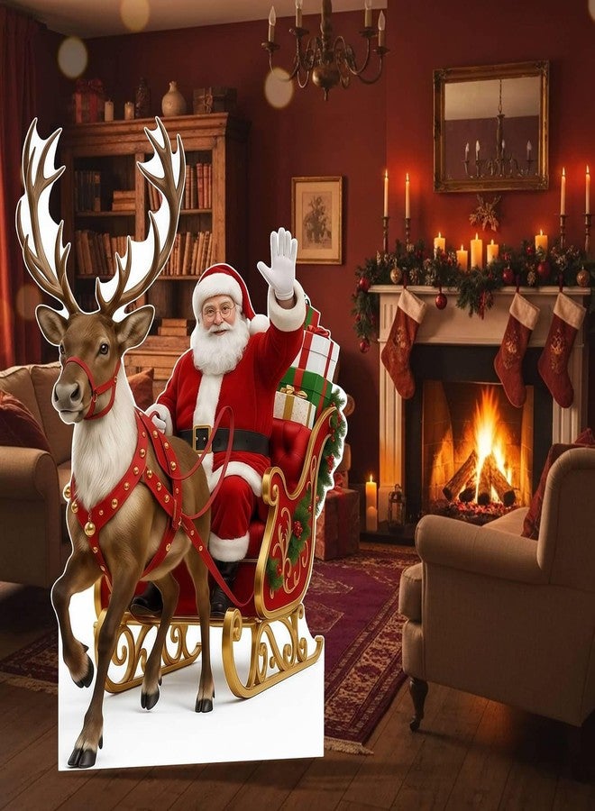 EZISHIPS Santa Claus in Sleigh Christmas Cardboard Cutouts – 4mm Corrugated Plastic Holiday Props 2 FT, Perfect Christmas Standee Decorations for Indoor/Outdoor Décor - Image 4