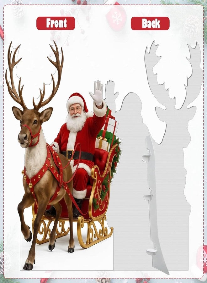 EZISHIPS Santa Claus in Sleigh Christmas Cardboard Cutouts – 4mm Corrugated Plastic Holiday Props 2 FT, Perfect Christmas Standee Decorations for Indoor/Outdoor Décor - Image 2