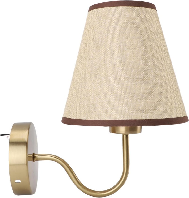Linen Modern Decorative Wall Lamp for Bedroom Living Room Hallway 110‑220V, Simple Installation, for Indoor Home Office, Iron Linen 6.3in X 6.7in - Image 1