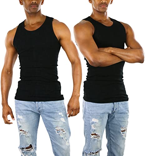 ToBeInStyle Men’s Workout A-Shirt Long Muscle Shirt Tank Top - Black - M - Image 5