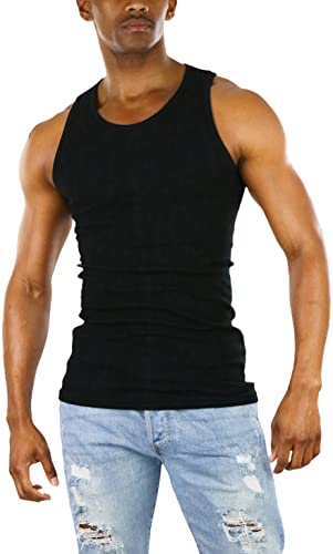 ToBeInStyle Men’s Workout A-Shirt Long Muscle Shirt Tank Top - Black - M - Image 1