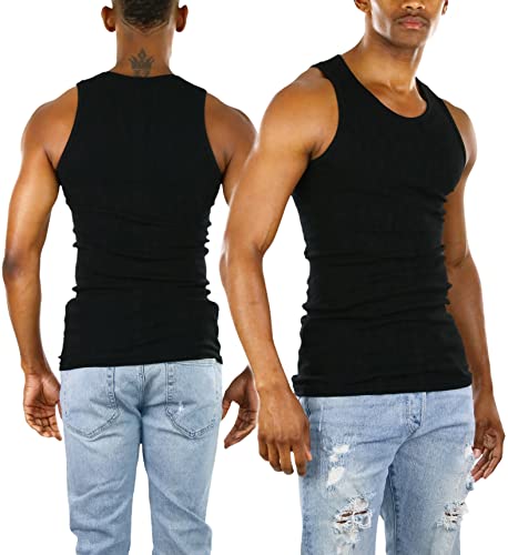 ToBeInStyle Men’s Workout A-Shirt Long Muscle Shirt Tank Top - Black - M - Image 2