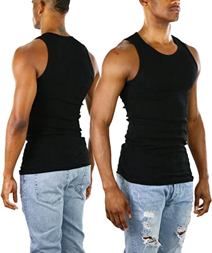 ToBeInStyle Men’s Workout A-Shirt Long Muscle Shirt Tank Top - Black - M - Image 4