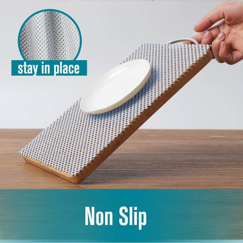 Iwtmm Shelf Cupboard Liner, Cabinet Drawer Liners Non Adhesive 12 Inches x 20 Feet for Kitchen Cabinets, Strong Grip Durable Non Slip for Storage Desks Kitchenware Tableware, Easy to Install, White - Image 4