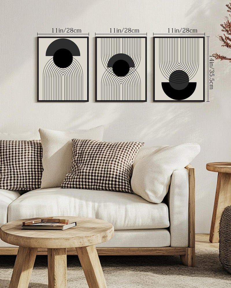 Drsoum Black Boho Wall Art Framed Modern Decor Bohemian Wall Decor Abstract Geometry Lines Prints Ready to Hang 11x14in Black Framed - Image 2