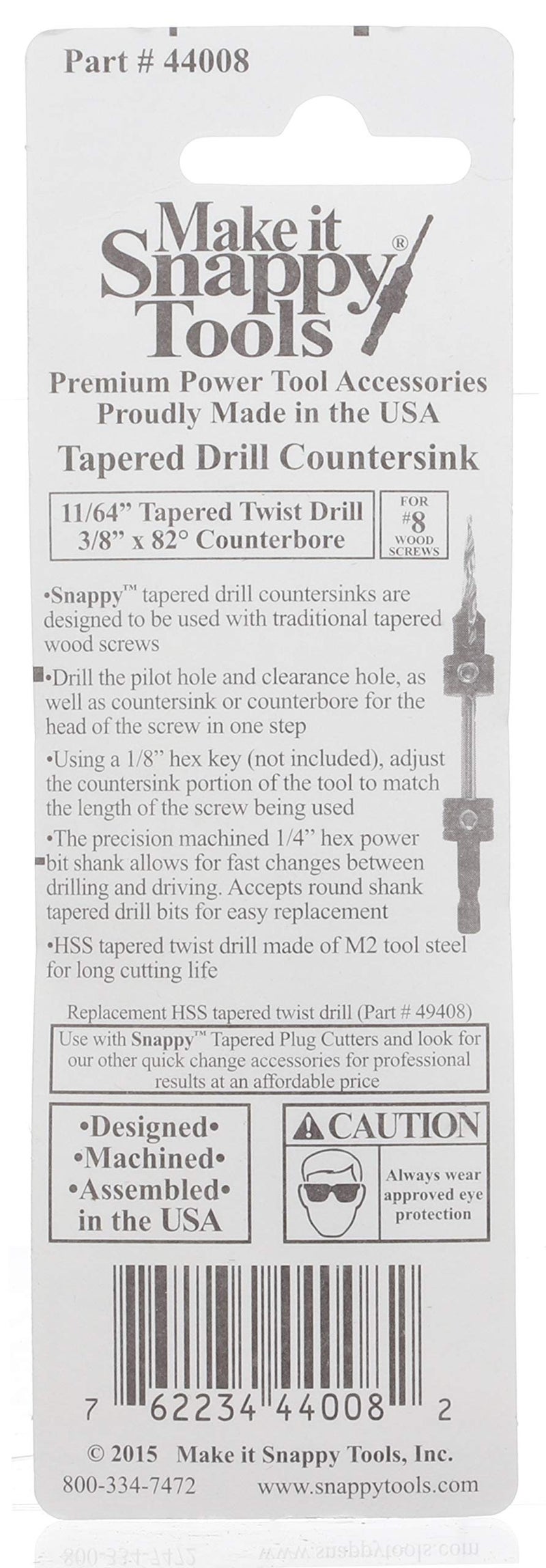 Make it Snappy Tools 11/64 Inch Tapered Drill Countersink for #8 Screw (Replaces Part # 44011) #44008 - Image 3