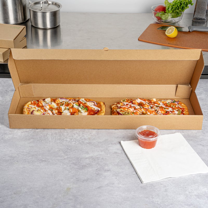 Restaurantware Restaurantware-Eco Pie 24 x 12 x 2 Inch Flatbread Takeaway Boxes, 50 Sturdy Corrugated Pizza Boxes - E-Flute Design, Tab-lock System, Kraft Paper Pizza Boxes, Disposable, For Flatbreads  - Image 4