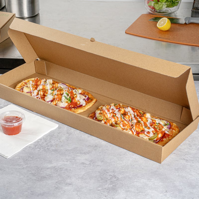Restaurantware Restaurantware-Eco Pie 24 x 12 x 2 Inch Flatbread Takeaway Boxes, 50 Sturdy Corrugated Pizza Boxes - E-Flute Design, Tab-lock System, Kraft Paper Pizza Boxes, Disposable, For Flatbreads  - Image 3