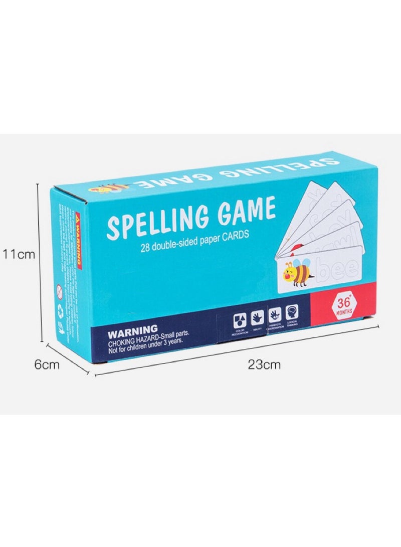 Wooden Reading Alphabet Spelling Games with 28 Cards Letter Words Puzzle for Kids Montessori Spinning Alphabet Learning Toy for Preschool Boys Girls  - Image 4