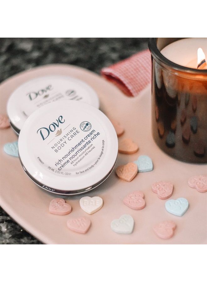 Dove Nourishing Body Care Face, Hand and Body Rich Nourishment Cream for Extra Dry Skin with 48 Hour Moisturization, 2.53 FL OZ (Pack of 1) - Image 4