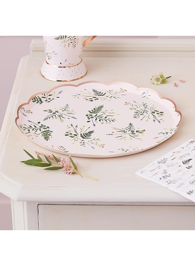 Raxoom Ray Floral Tea Party Paper Plates, 21.5 Cm Diameter - Image 1