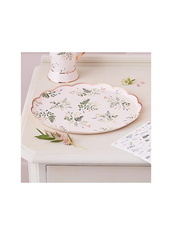 Raxoom Ray Floral Tea Party Paper Plates, 21.5 Cm Diameter - Image 3